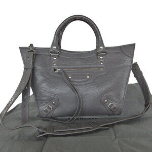 Balenciaga Neo Classic Handbag Shoulder Bag Gray Leather